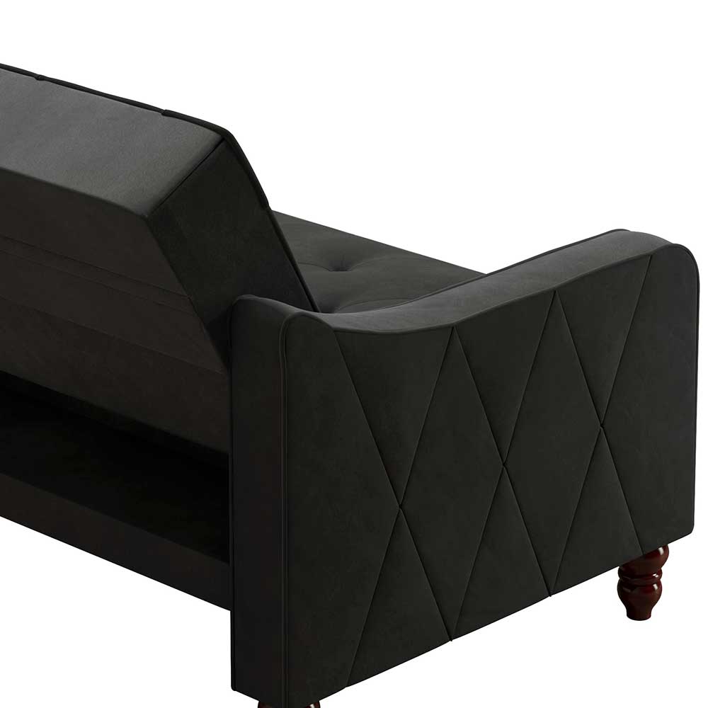 Ausklappbares Sofa Marena in Dunkelgrau Samt 207 cm breit