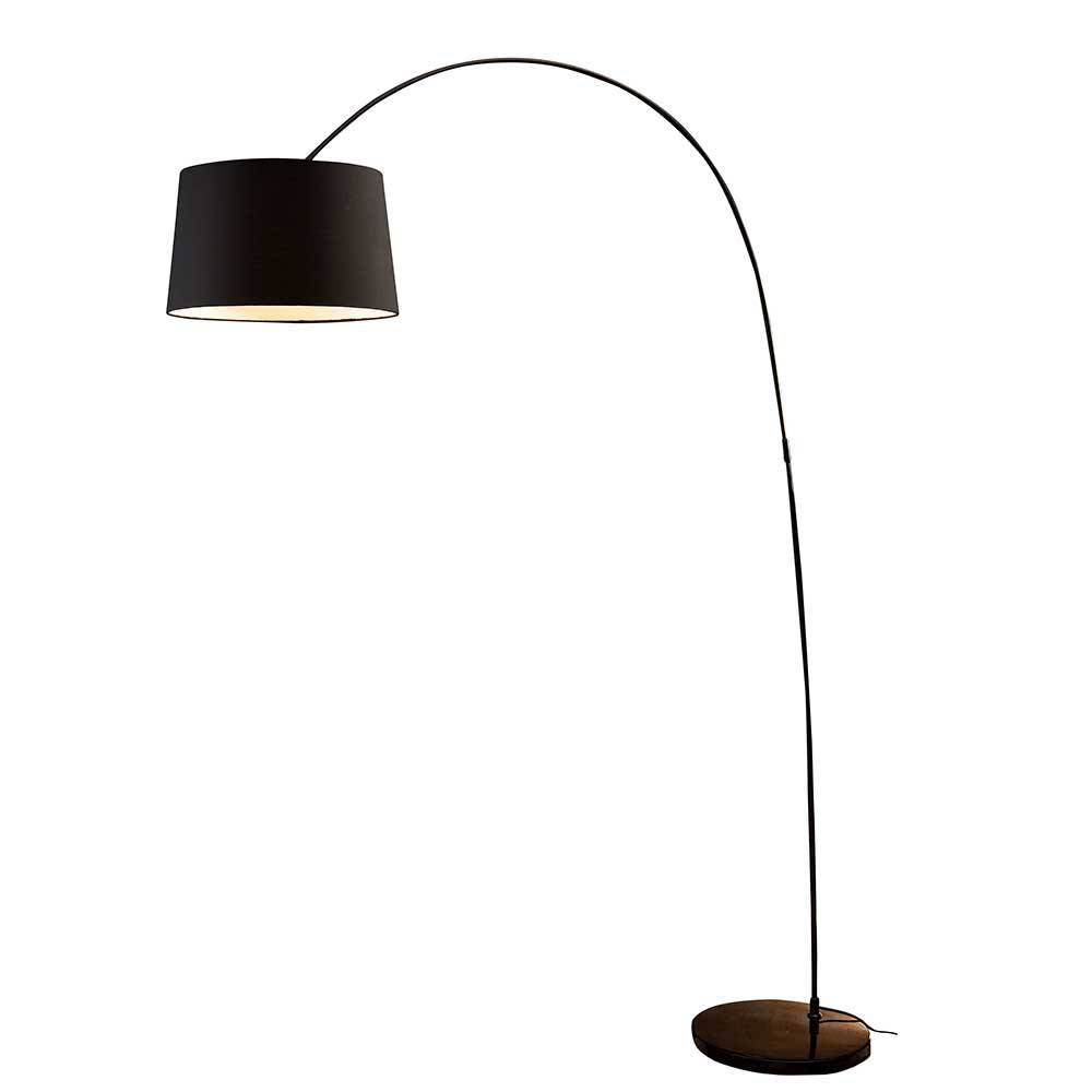 Bogenlampe Emilian mit schwarzem Stoffschirm 40 cm breit