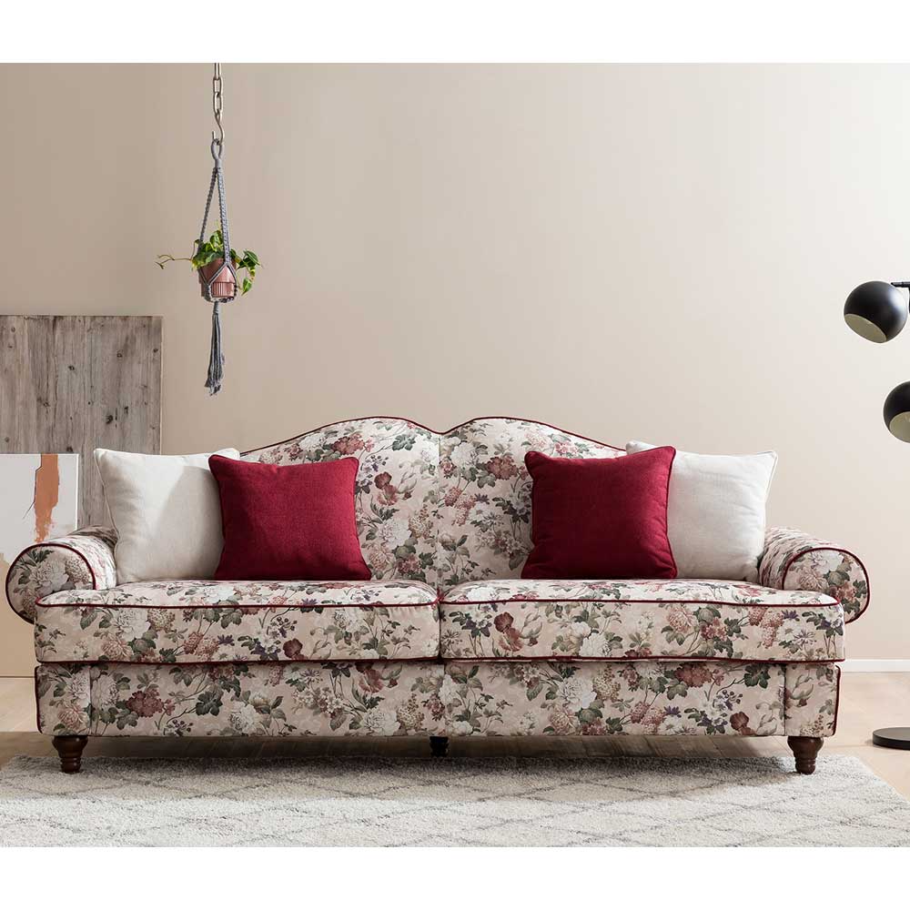 Wohnzimmer Sofa Envus im Vintage Landhausstil mit Blumen Muster