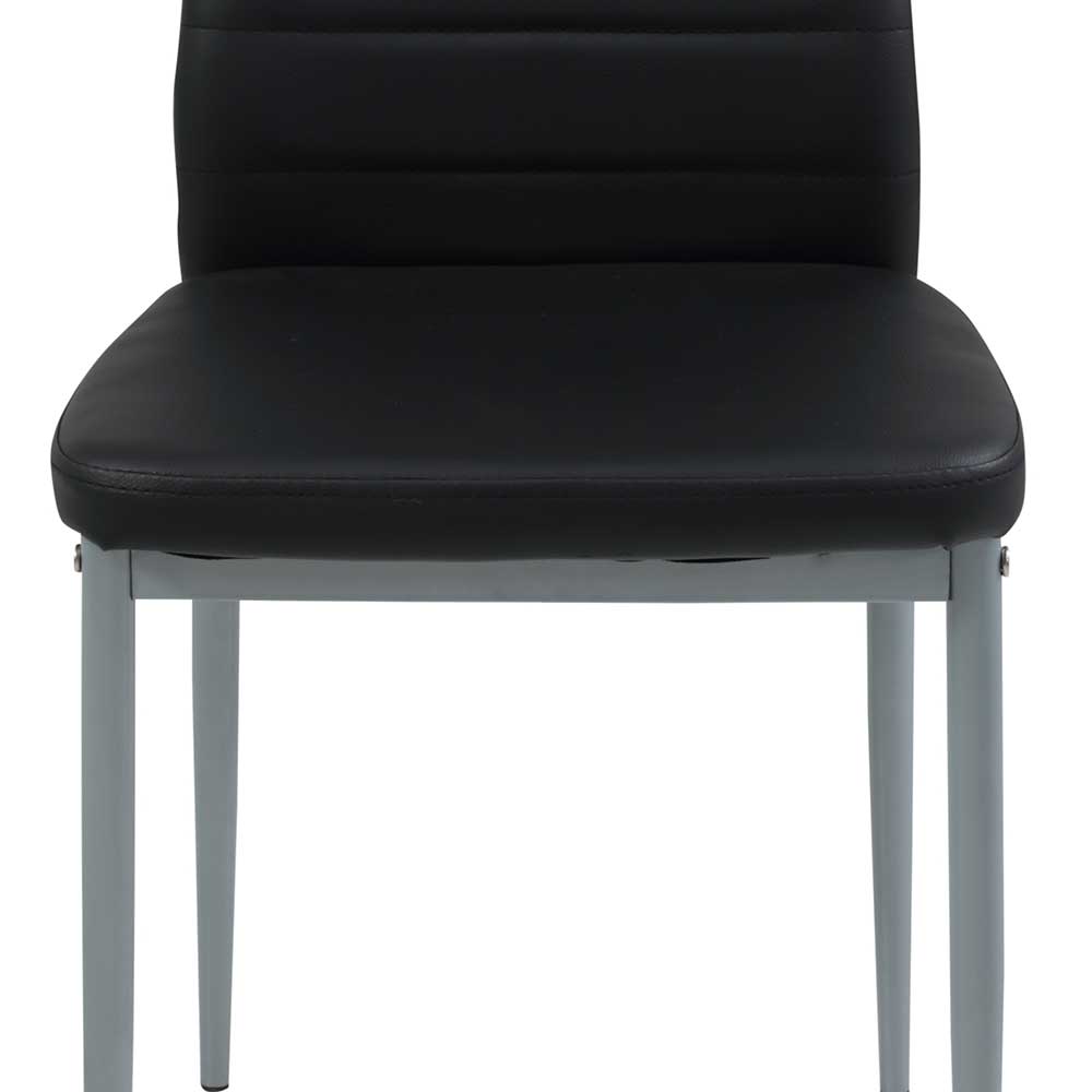 Schwarze Kunstleder Stühle Lombadossa mit hoher Lehne und Metallgestell (2er Set)