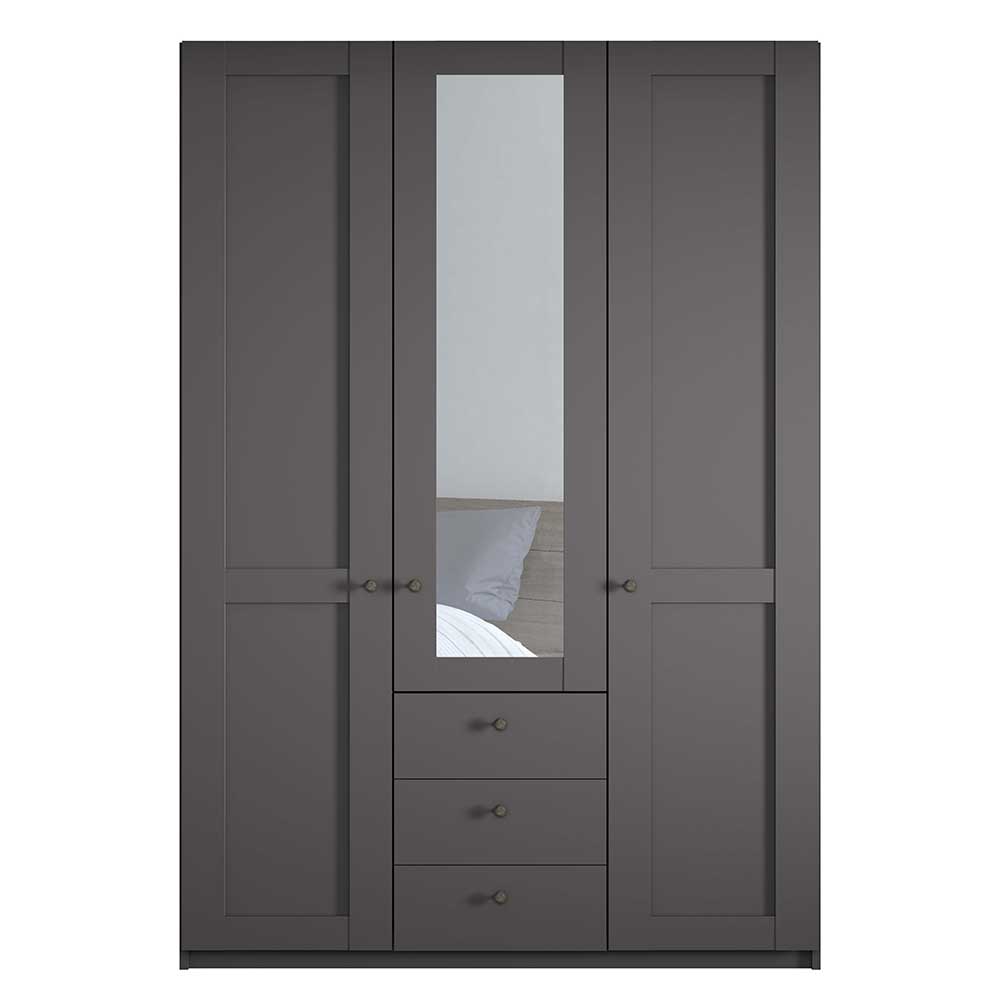 Kleiderschrank Landhaus dunkelgrau Hierro 150 cm breit mit Spiegeltür