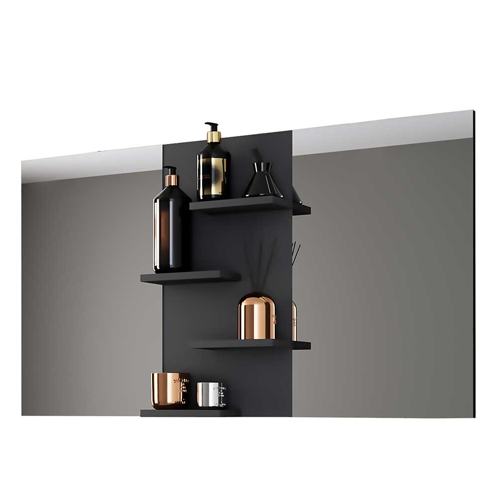 Badezimmer Spiegel modern Larosca in Schwarz mit Ablagen