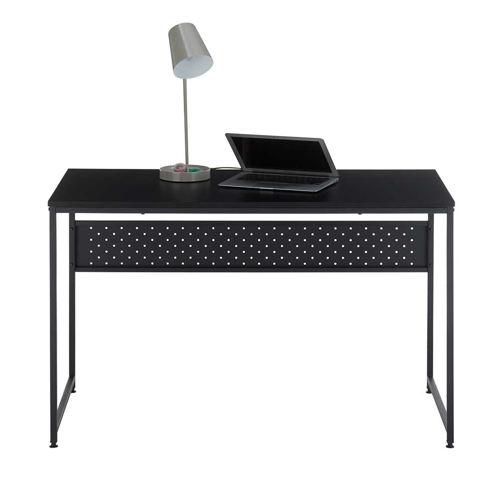 Schreibtisch schwarz Enpa im Industry und Loft Stil mit Bügelgestell