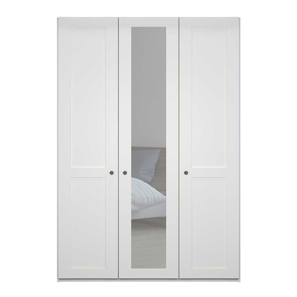 Weißer Drehtürenkleiderschrank Tudana im Landhausstil mit Spiegeltür