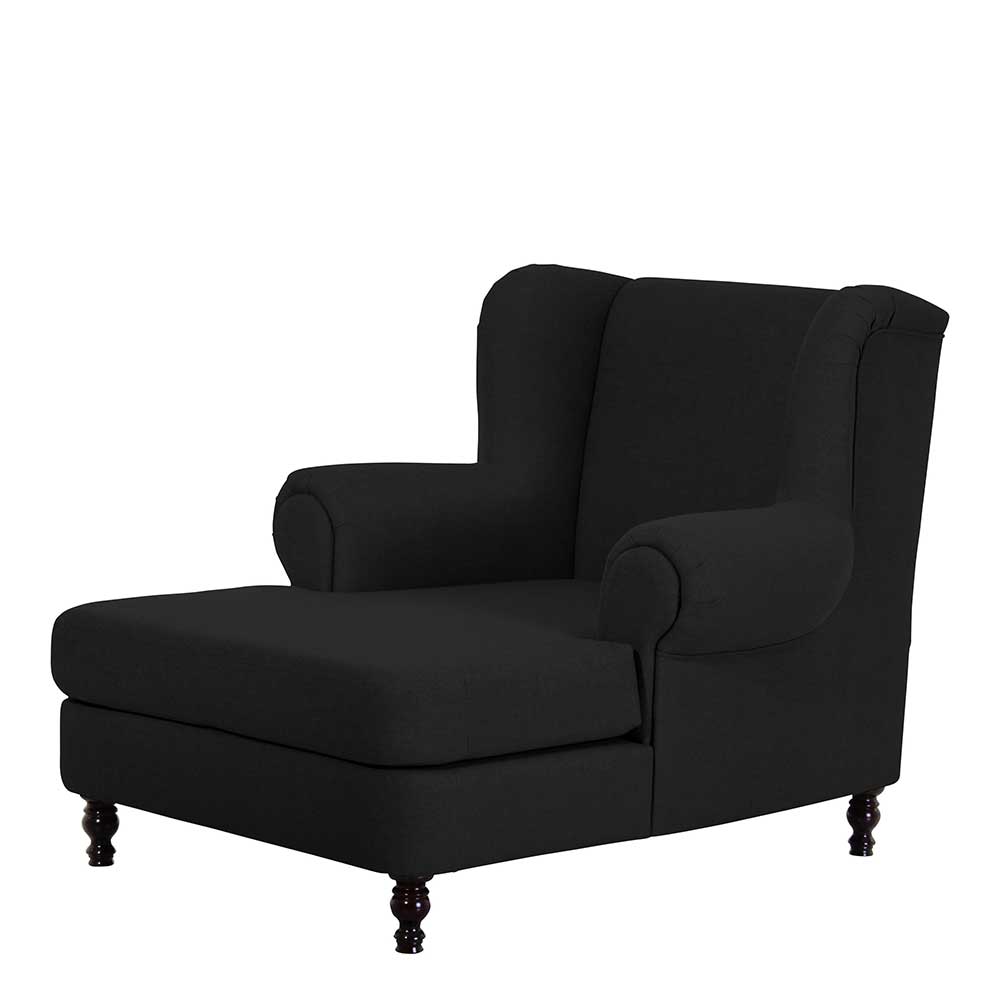 XL Wohnzimmer Sessel Uberaba in Schwarz aus Flachgewebe