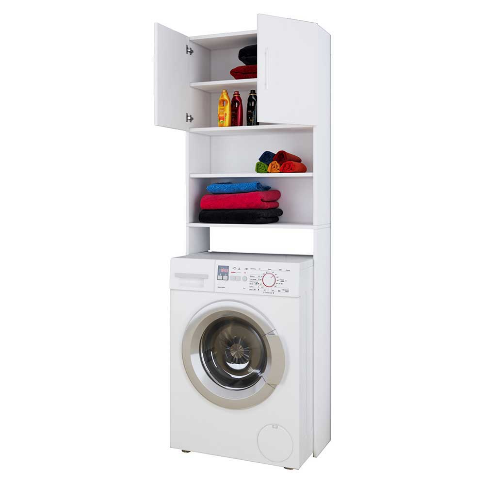 Weißer Waschmaschinen Schrank Lymesca 190 cm hoch und 64 cm breit