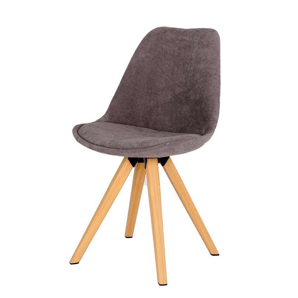 Esstisch Stühle Magan in Grau und Eichefarben im Skandi Design (2er Set)