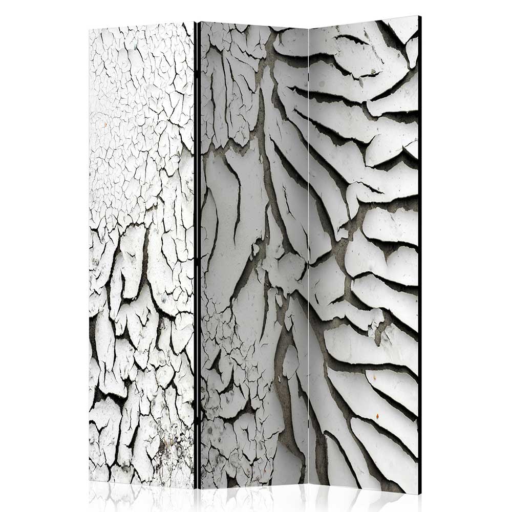Raumteiler Wand Alrica in Weiß und Grau mit abstraktem Motiv