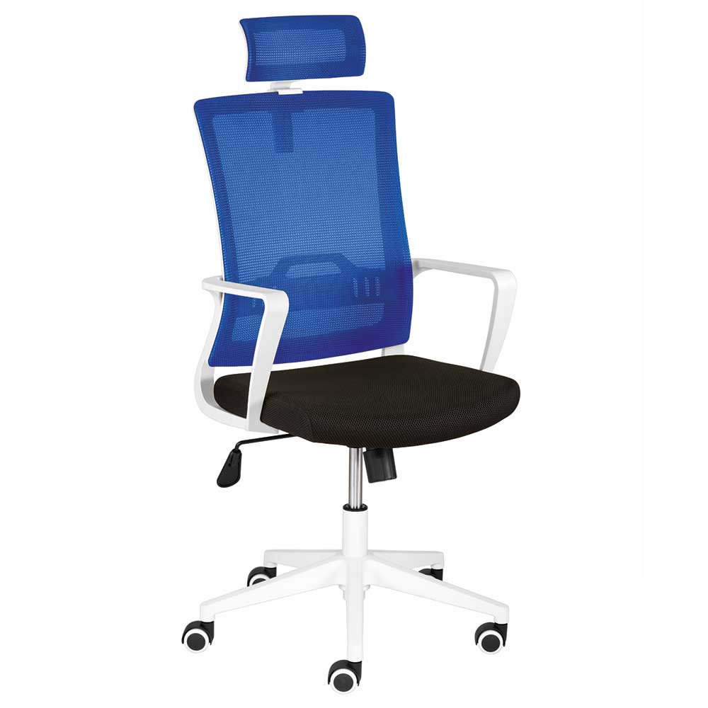 Bürodrehstuhl Bondio in Blau und Schwarz mit verstellbarer Rückenlehne
