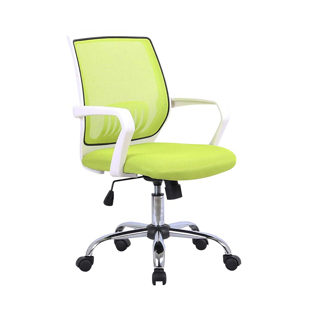 Bürodrehstuhl Saye in Grün und Weiß mit Armlehnen
