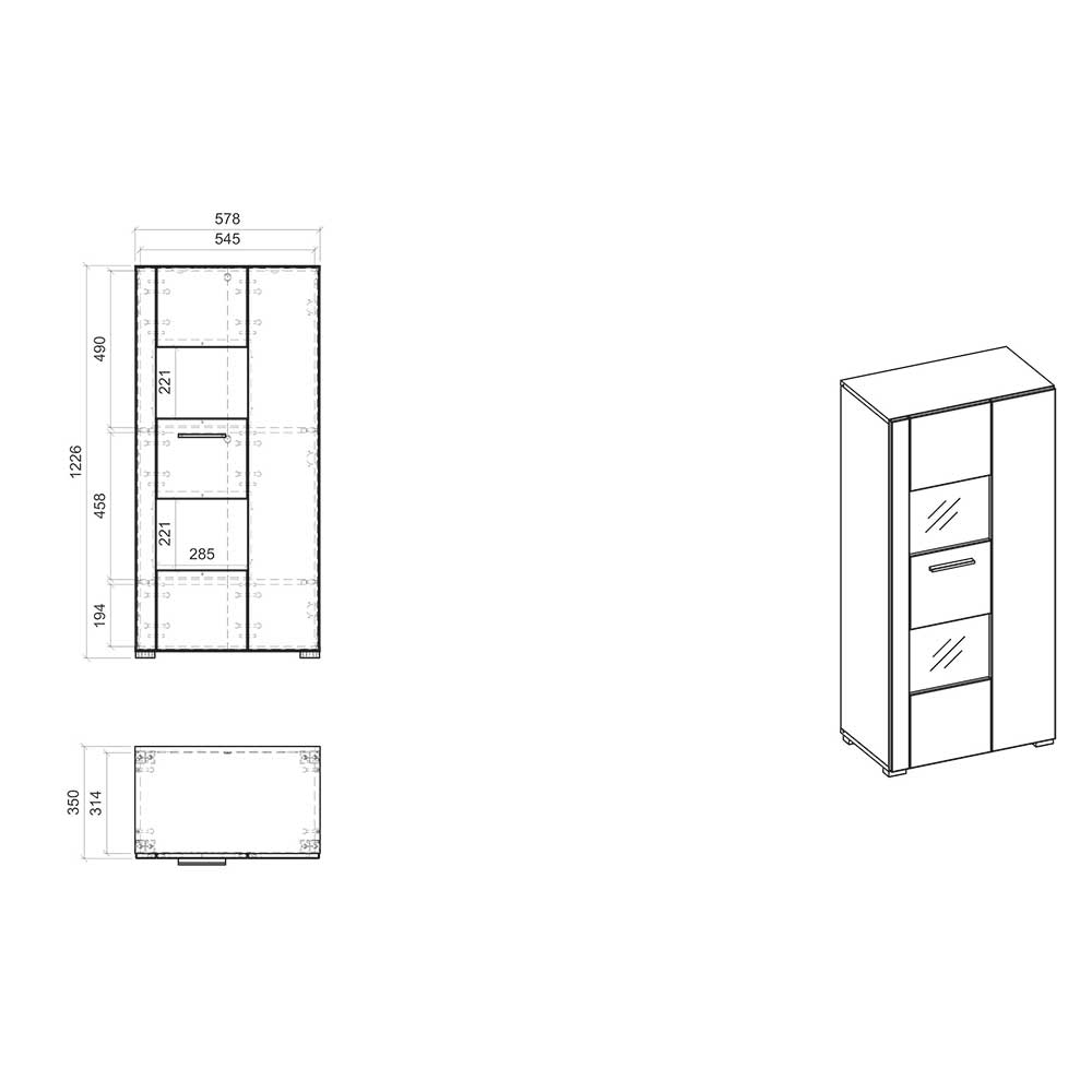 Wohnzimmer Anbauwand Zuradus in Hochglanz Weiß 170 cm hoch (vierteilig)