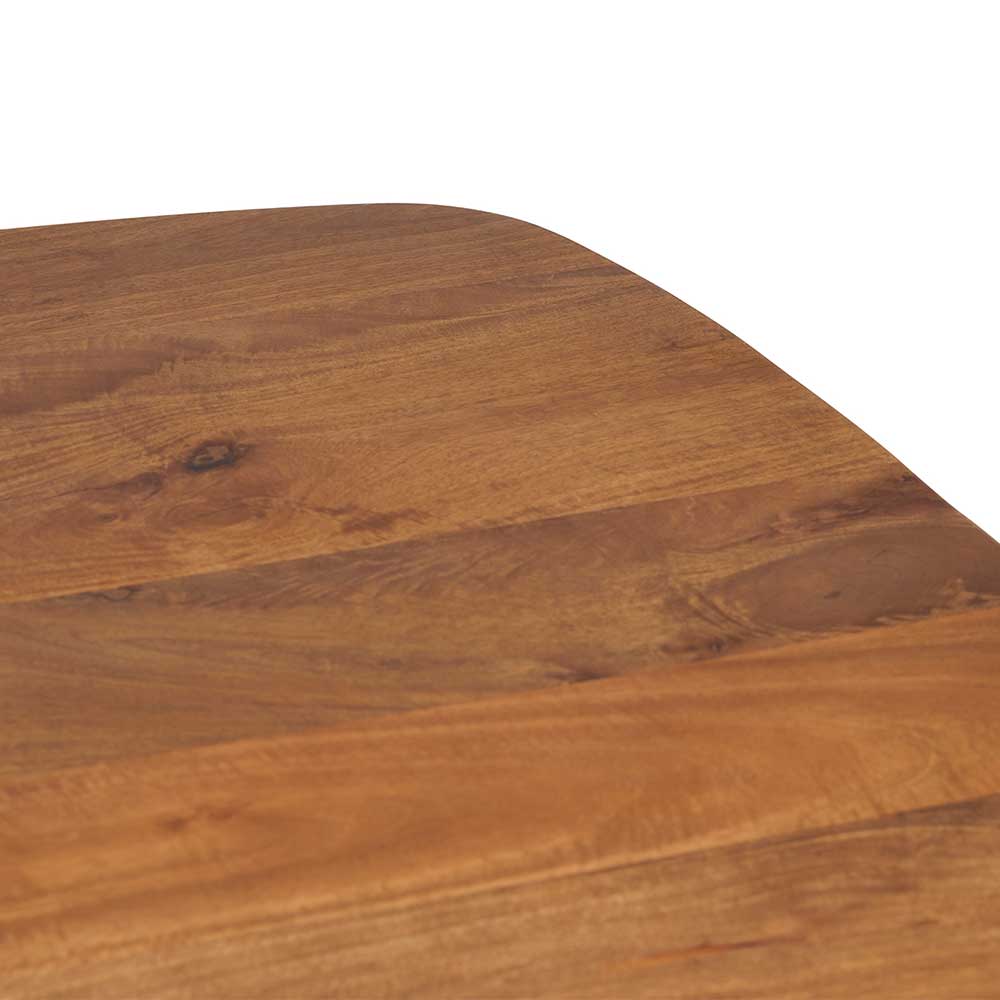Retrostil Holztisch massiv Rasmino in Cognac Braun aus Mangobaum Massivholz