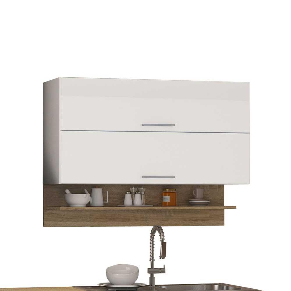 Hochglanz Küchen Möbel Set Piemonta in Weiß 280 cm breit (neunteilig)