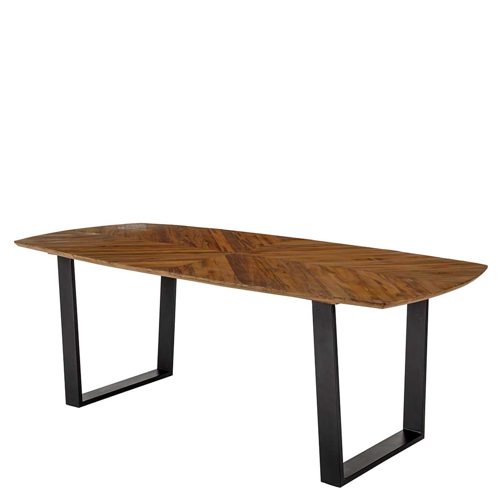 Tisch Esszimmer Dubana aus Salbaum Recyclingholz mit Bügelgestell