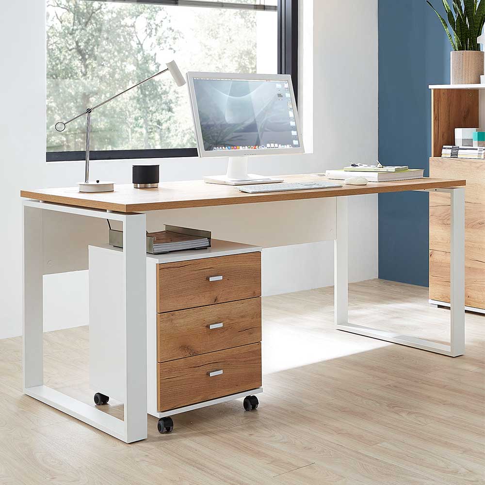 Schreibtisch Kezina mit Rollcontainer modern (zweiteilig)