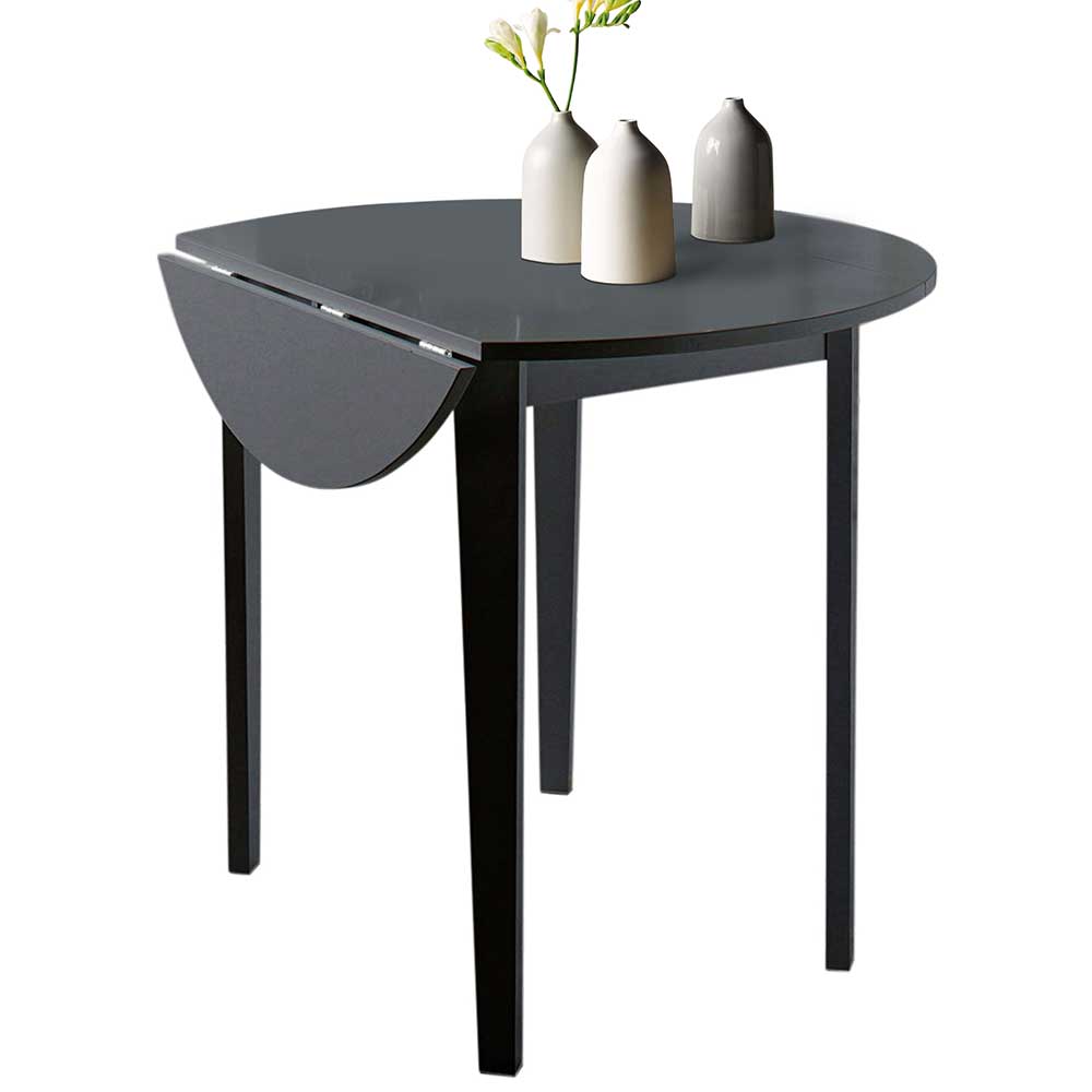 Runder Küchentisch Rescava in Schwarz mit klappbarer Tischplatte