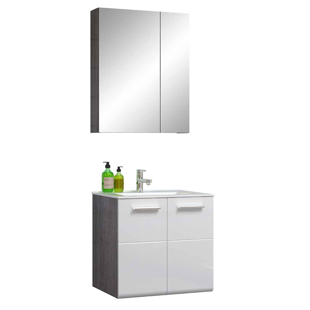 2-teiliges Badmöbel Set Cisca mit Waschbecken und Spiegelschrank (dreiteilig)