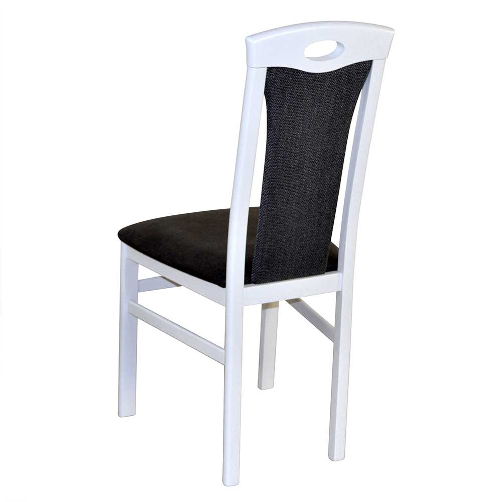 Essgruppe weiß ausziehbar Asinaras mit 4 Stühlen Bezug Anthrazit (fünfteilig)