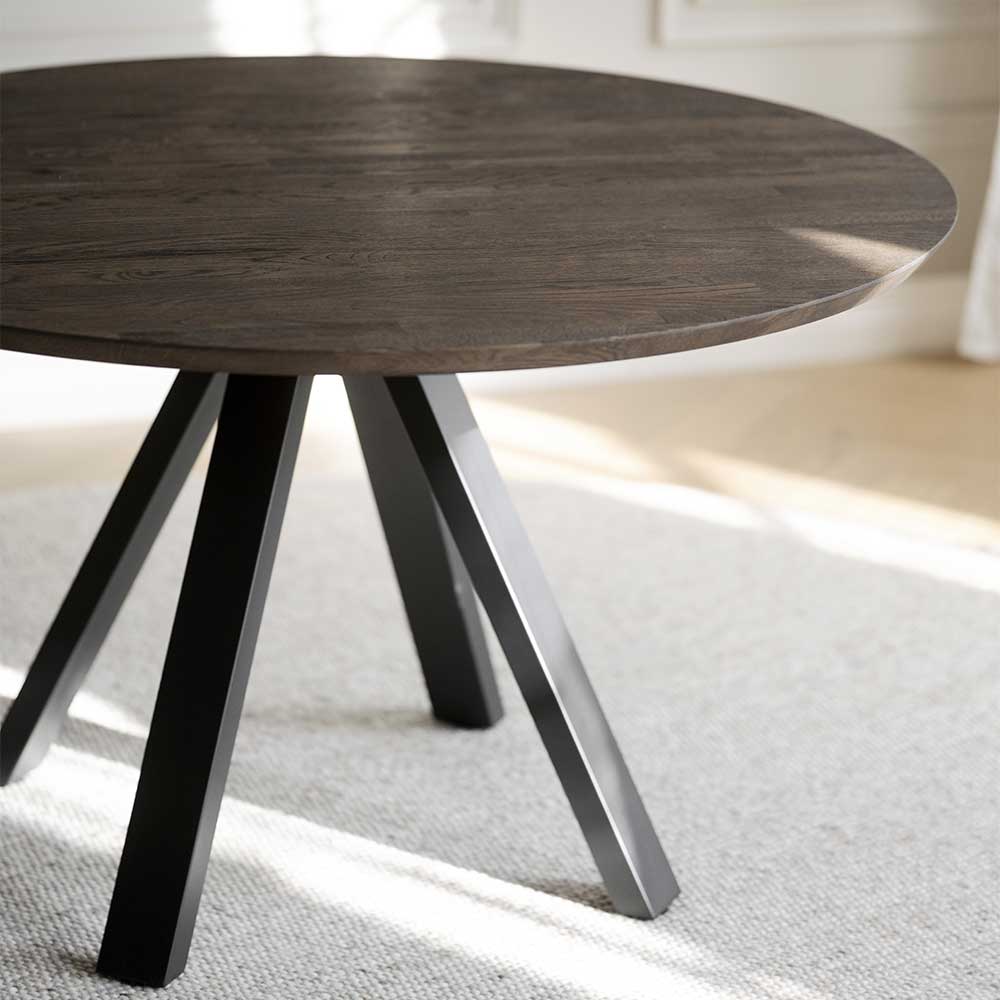 Runder Tisch Rozenna aus Eiche Massivholz braun 130 cm breit