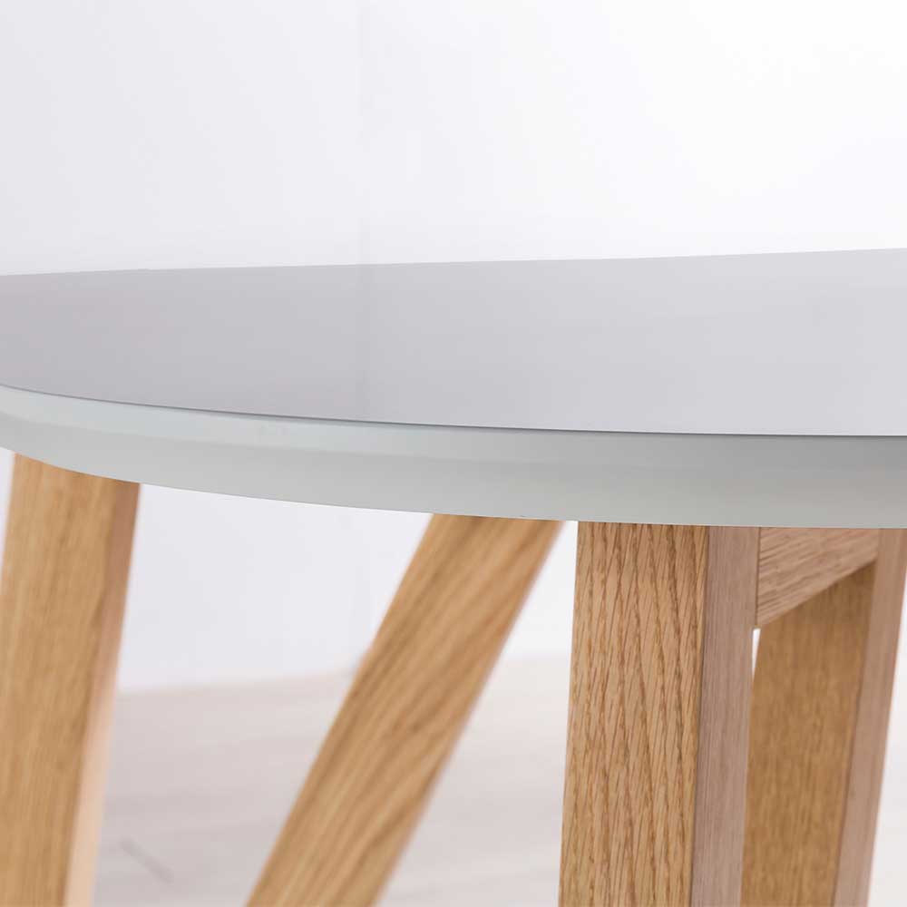 Ovaler Küchentisch Vogona in Grau und Eiche Massivholz im Skandi Design