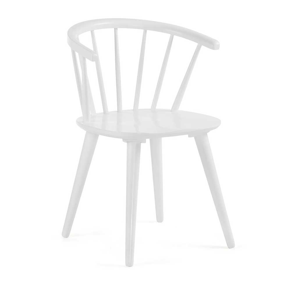 Weiße Stühle Canestro im Skandi Design massiv (2er Set)