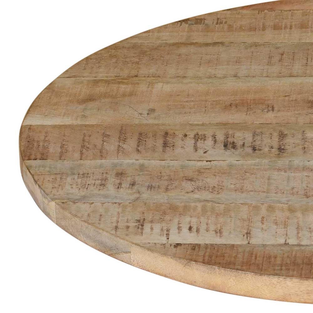 Industrie Stil Couchtisch Rentiva aus Mangobaum Massivholz und Gusseisen