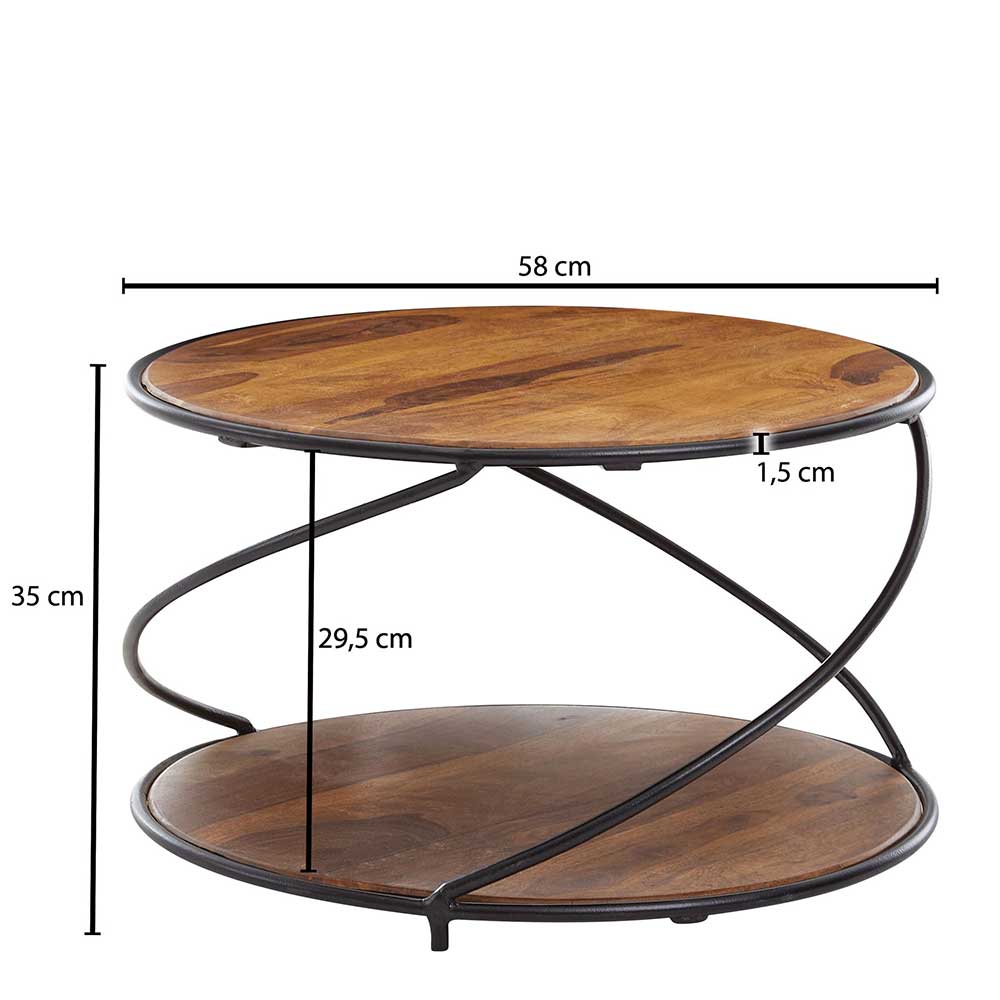 Wohnzimmer Tisch Vilvia in modernem Design mit Bodenplatte als Ablage