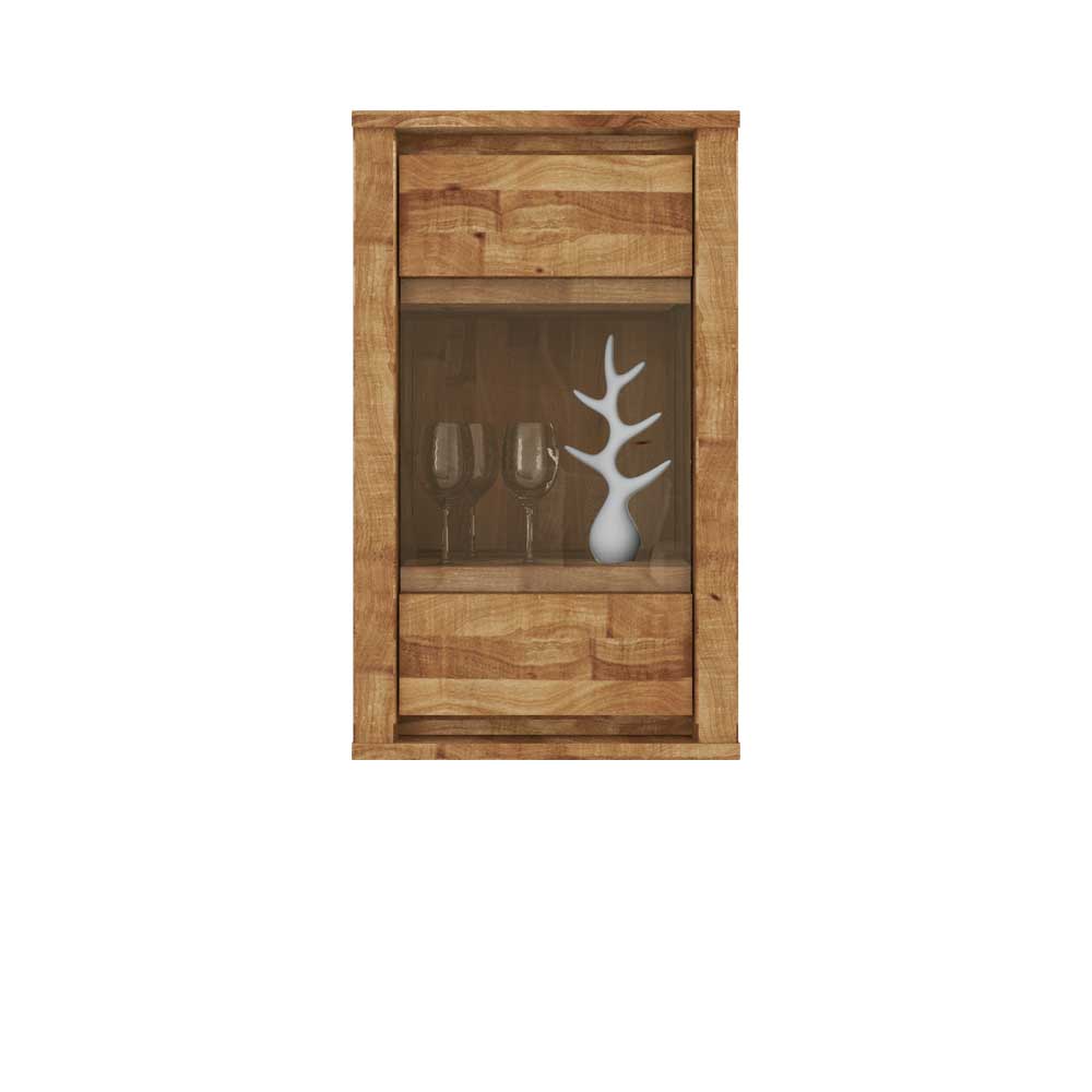 Wohnzimmer Wandvitrine Rameira aus Wildeiche Massivholz 45 cm breit