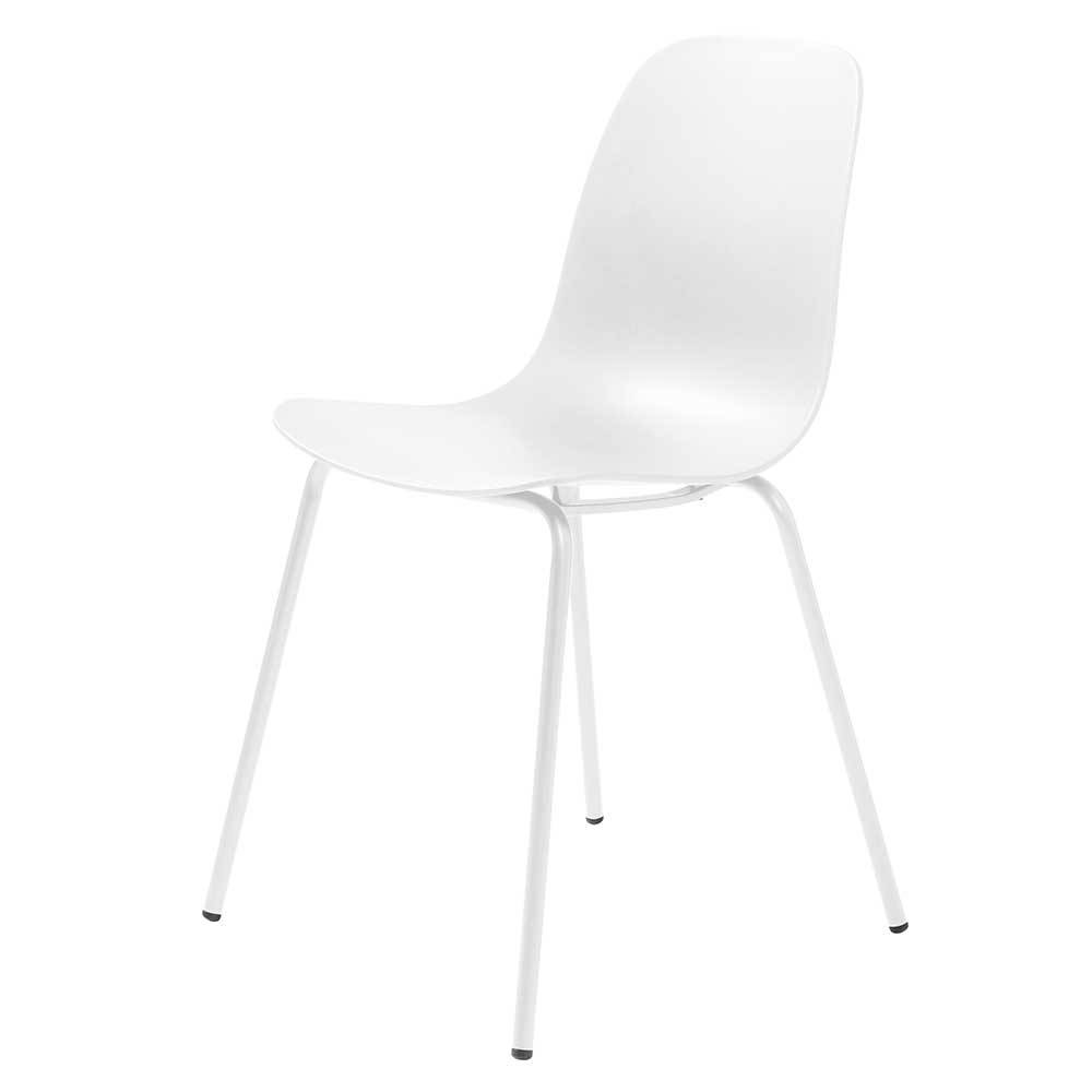 Weiße Küchenstühle Lucyanco aus Kunststoff und Metall mit Sitzschale (4er Set)
