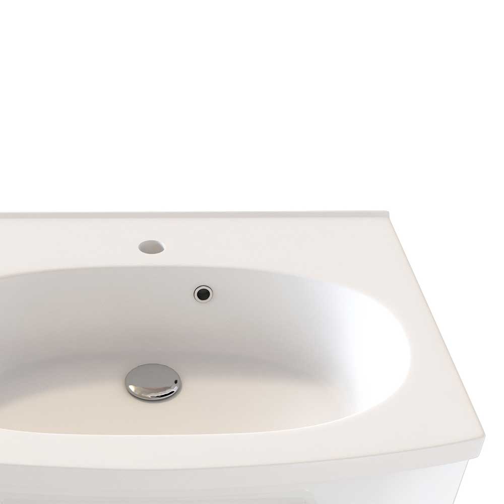 Hochglanz Waschschrank Lavisma in Weiß mit Einlass-Waschbecken