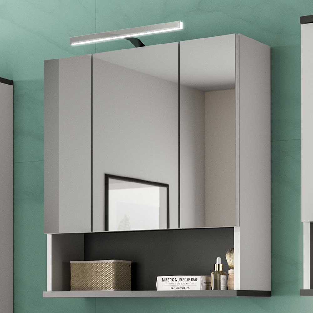 Badezimmer Spiegelschrank Lucca 60 cm breit in Weiß & Anthrazit