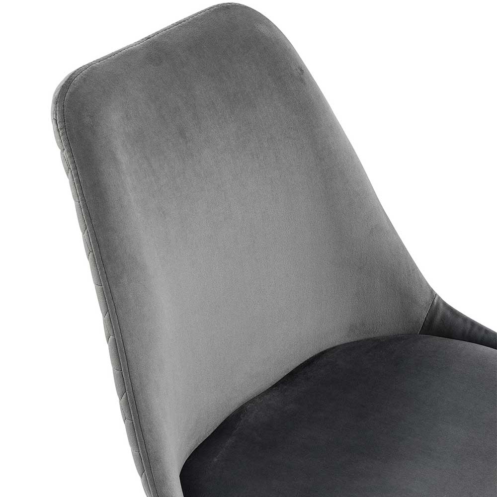 Esstisch Stühle Devan in Grau Samt mit Schalensitz (2er Set)