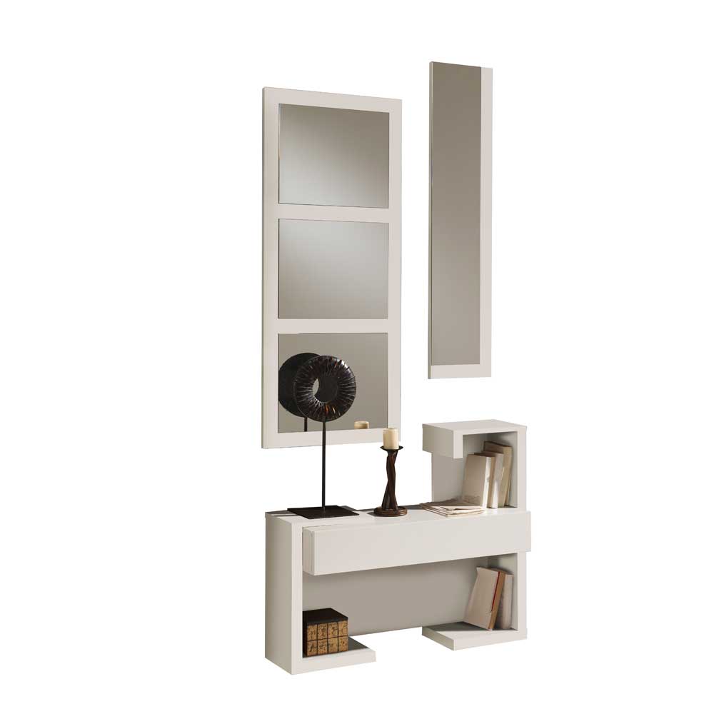 Konsolentisch und 2 Spiegel Nurez in Weiß Hochglanz modern (dreiteilig)
