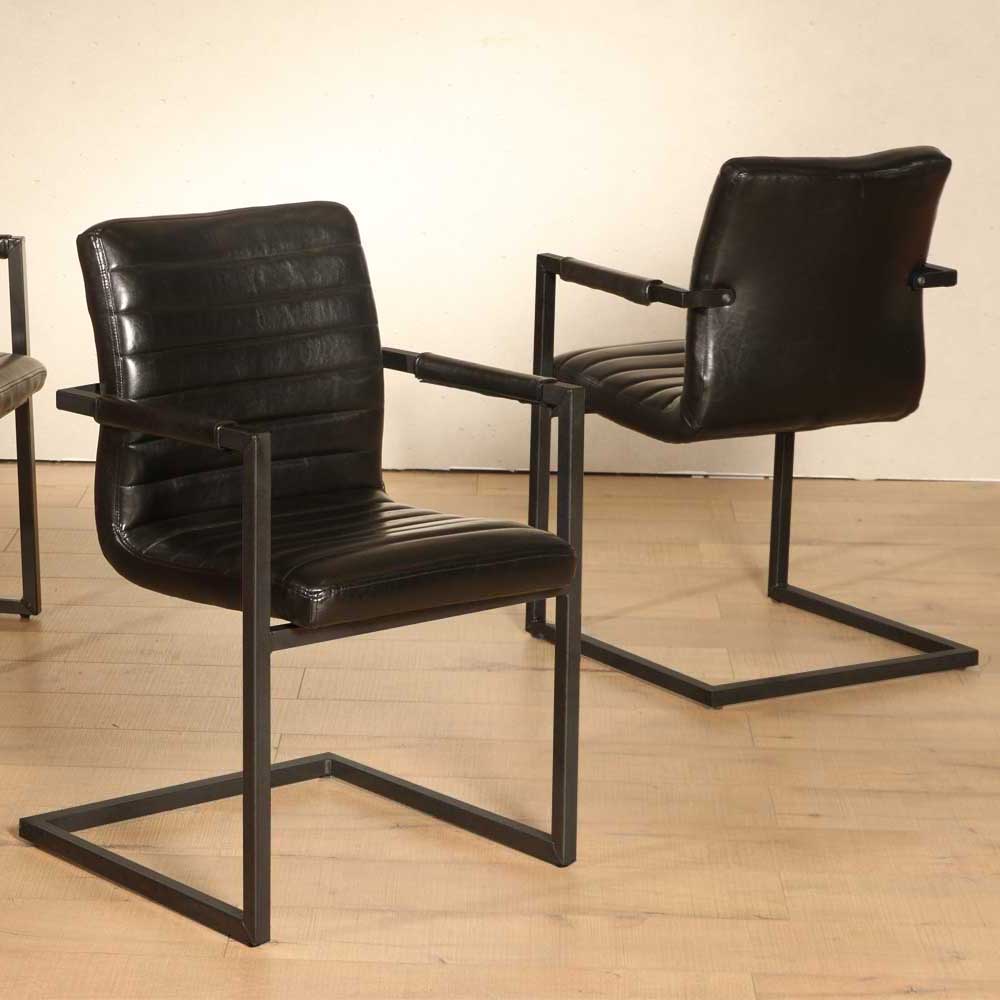 Freischwinger Stuhl Cosimo im Loft Design mit Armlehnen (2er Set)