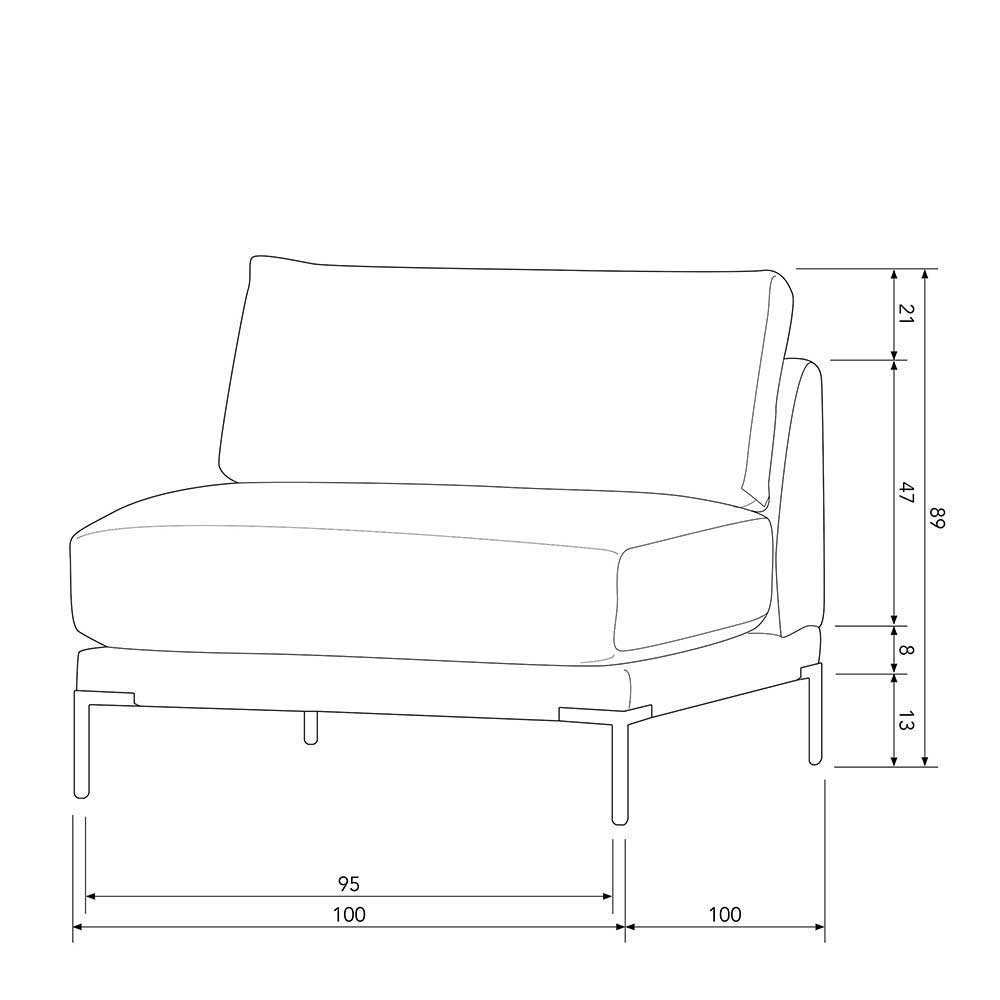 Wohnzimmer Couch modular Duffy in Dunkelgrau mit fünf Sitzplätzen (fünfteilig)