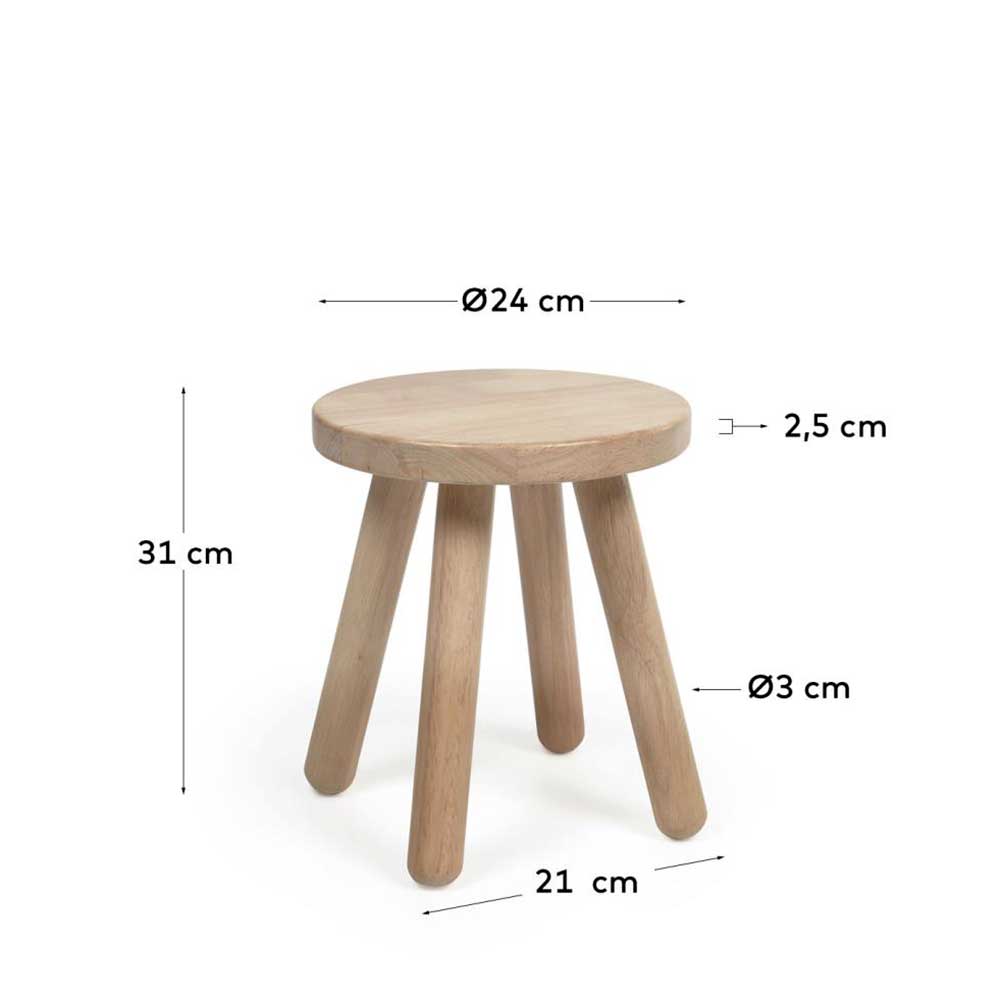 Kinder Holzhocker Lianza in runder Form mit 31 cm Sitzhöhe