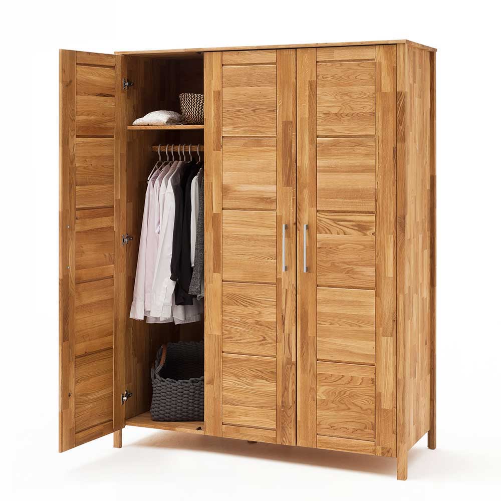 Schlafzimmer Kleiderschrank Serinos aus Wildeiche Massivholz 3-türig