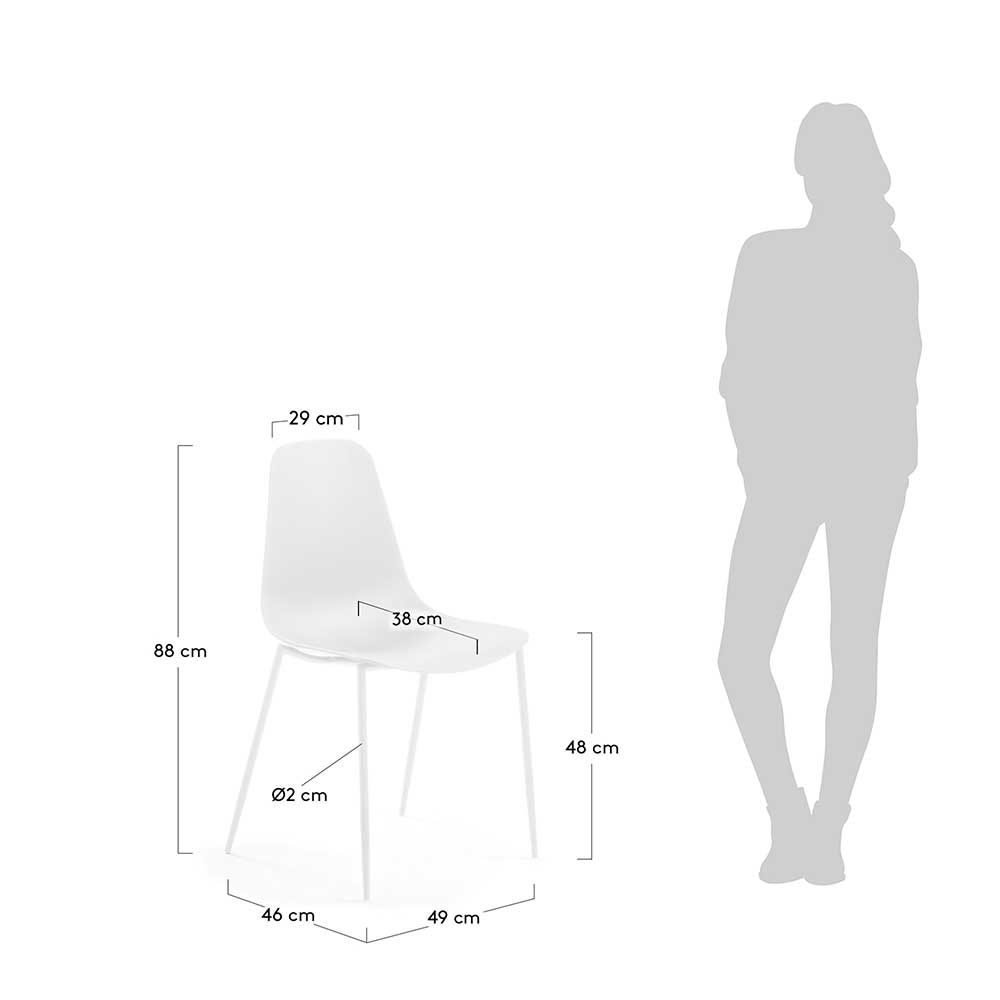 Küchenstühle Bordon in Weiß Kunststoff mit Metallgestell (4er Set)