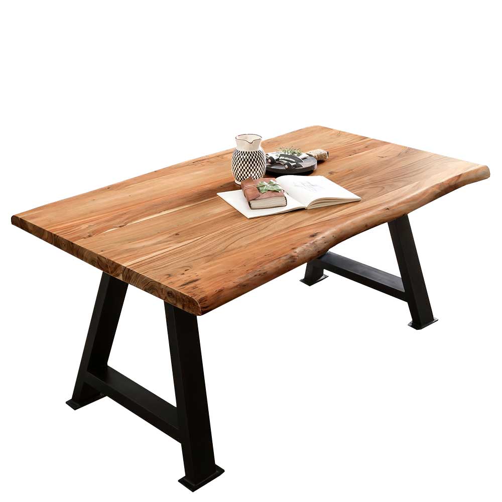 Esszimmer Tisch Hocumola mit Baumkanten Tischplatte aus Akazie Massivholz