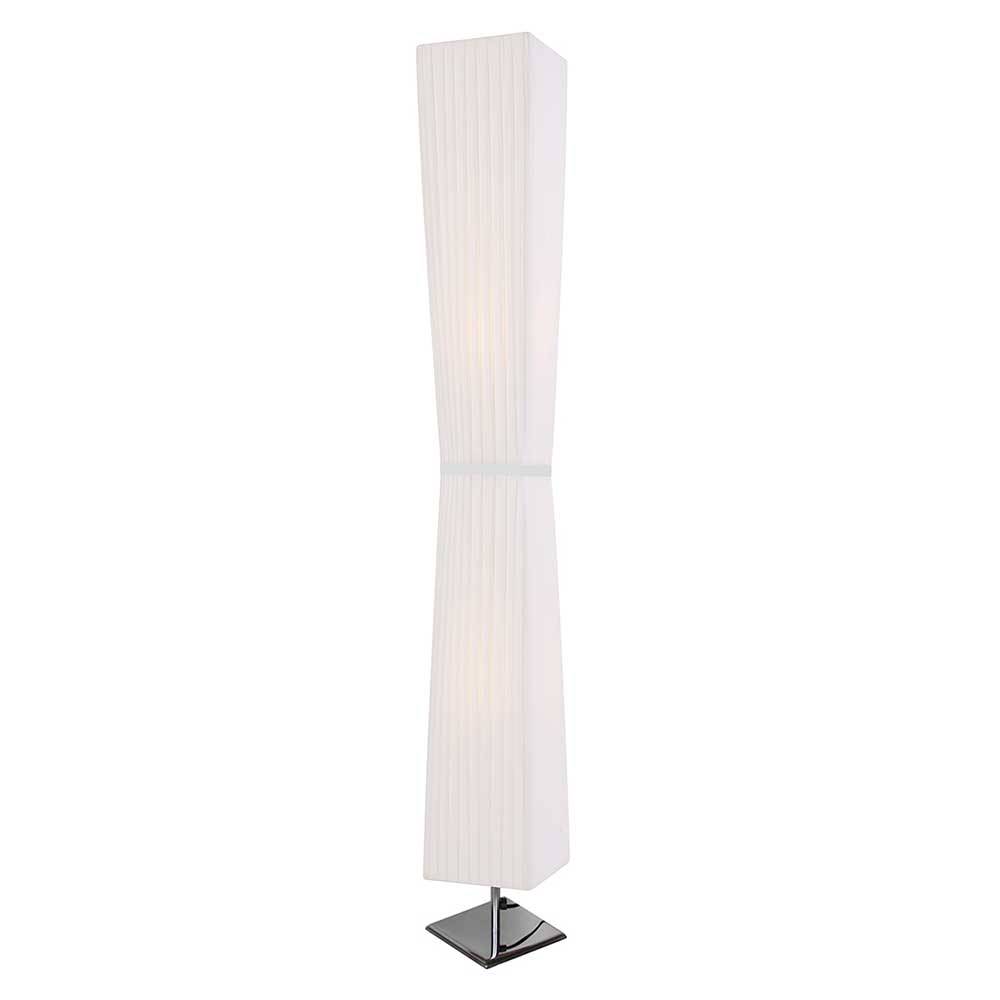 Eckige Stehlampe Udot in Weiß und Silberfarben modern