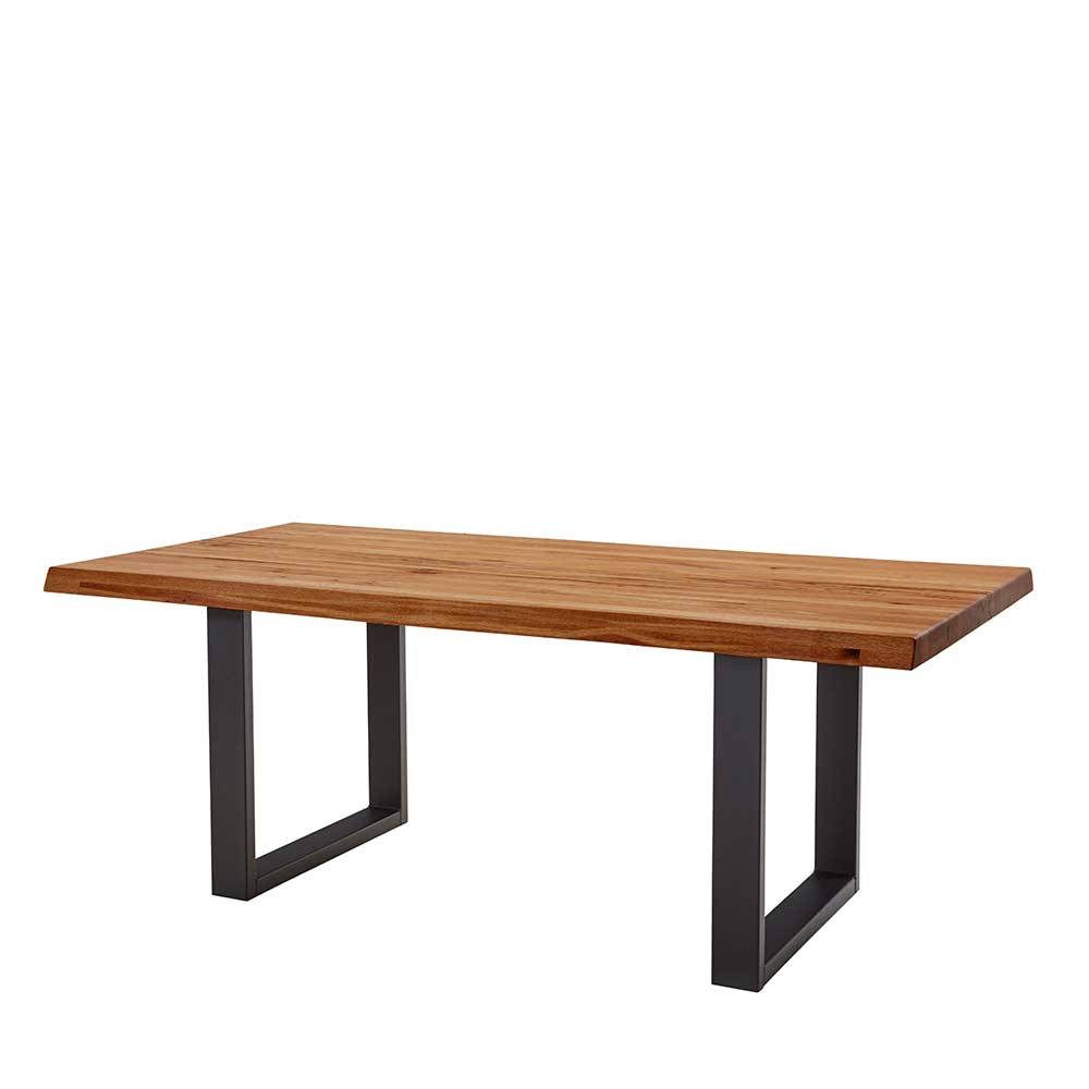 Küchen Tisch Vicados aus Zerreiche Massivholz & Metall mit Baumkante