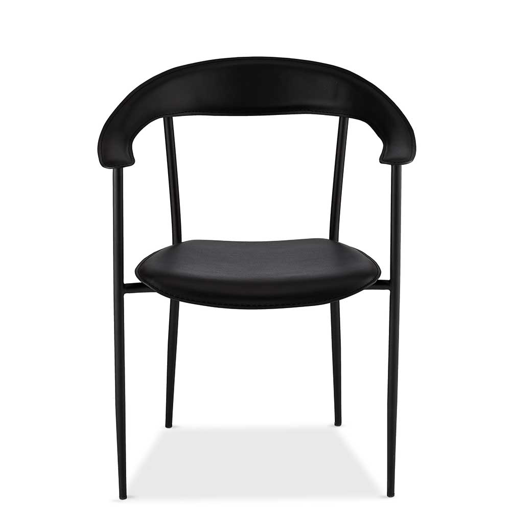 Armlehnenstühle Darsena in Schwarz Kunstleder mit Metallgestell (4er Set)