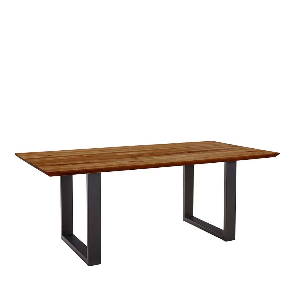Tisch Esszimmer Giannas aus Zerreiche Massivholz mit Bügelgestell
