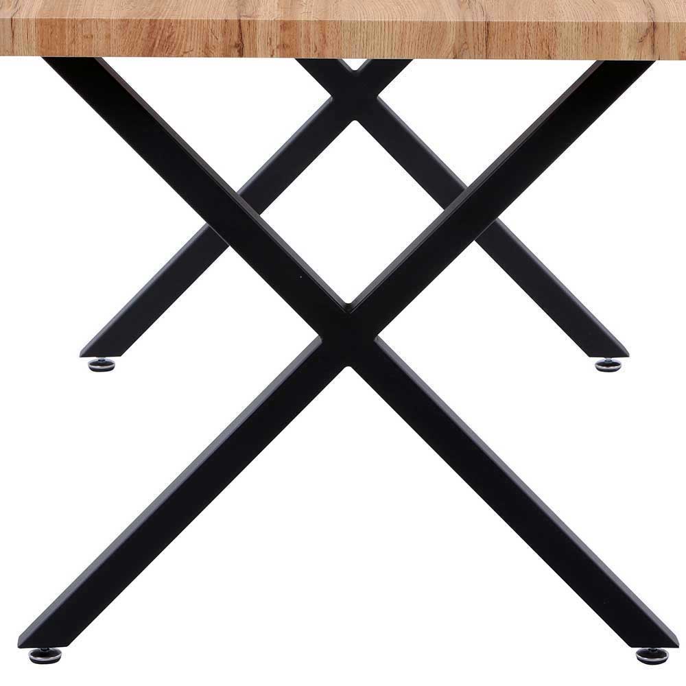 Tischgruppe Ailina in Wildeichefarben und Grau im Loft Design (fünfteilig)