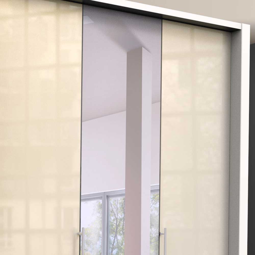 Moderner Falttürenjugendschrank Invelita in Creme Weiß mit Spiegel