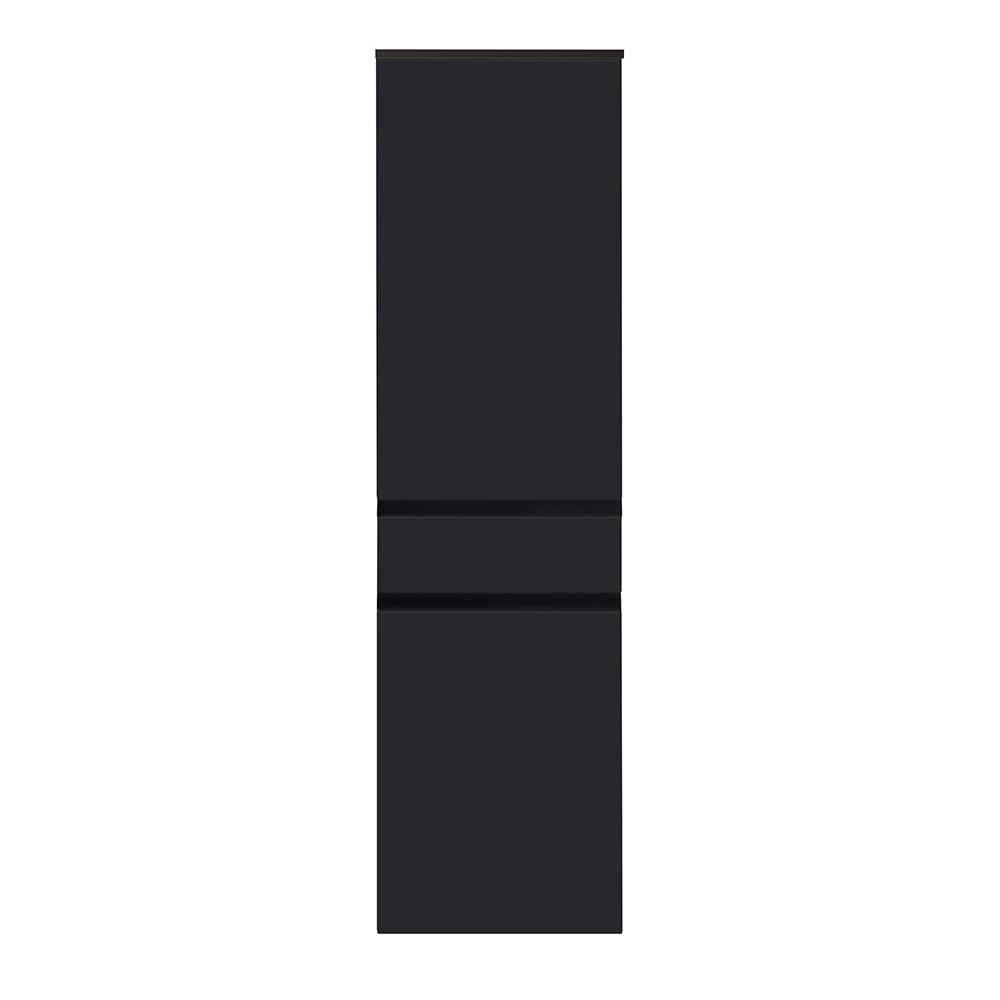 Schwarzer Midibadschrank Bino mit einer Schublade 149 cm hoch