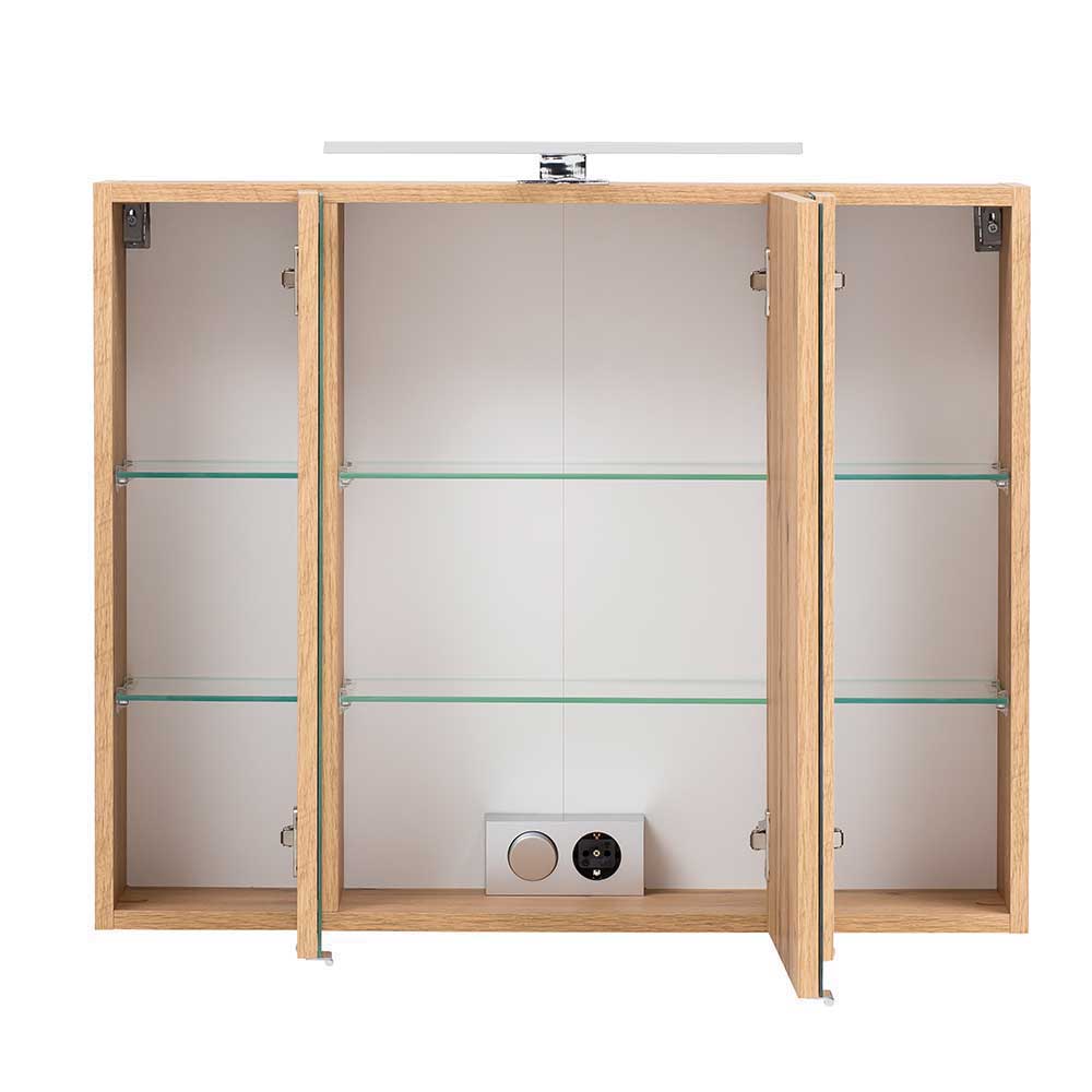 Modernes Badezimmer Set Zataico in Weiß und Wildeichefarben (fünfteilig)