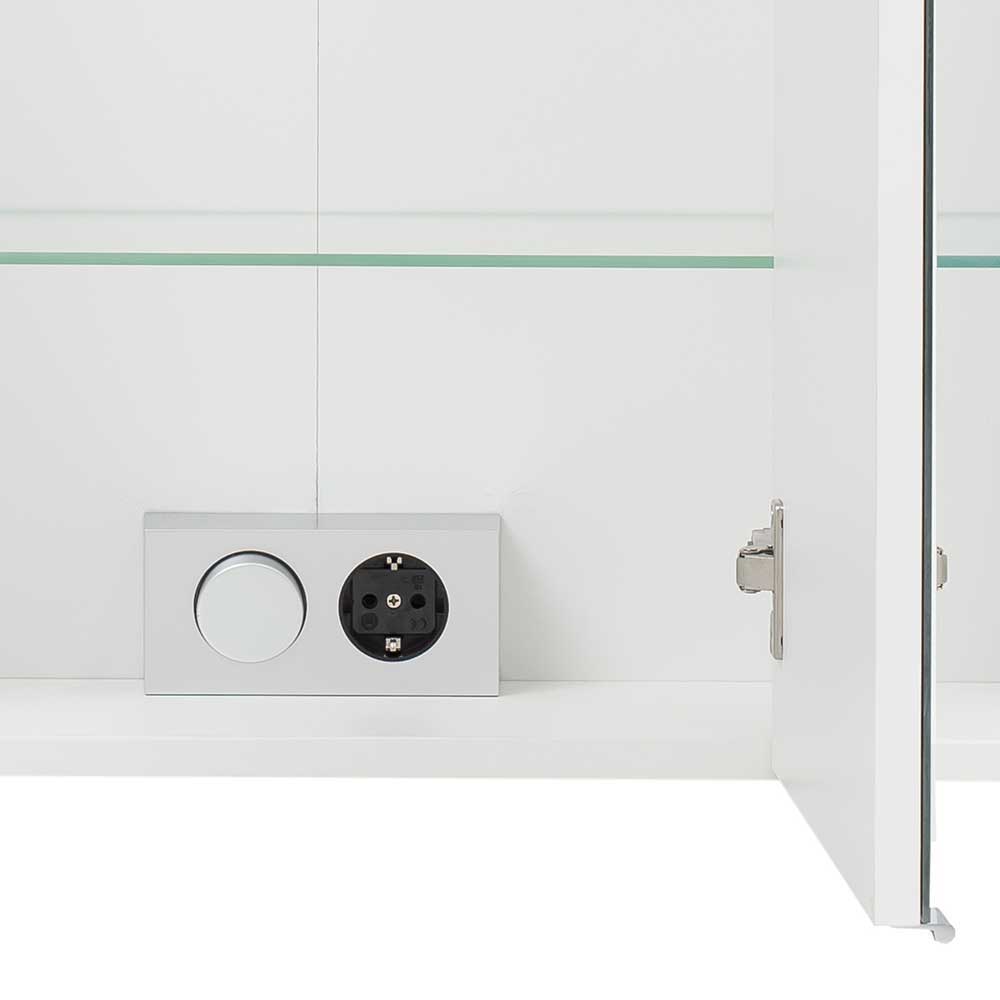 Weißes Bad Set Daralos mit LED Spiegelschrank und hängendem Waschtisch (zweiteilig)