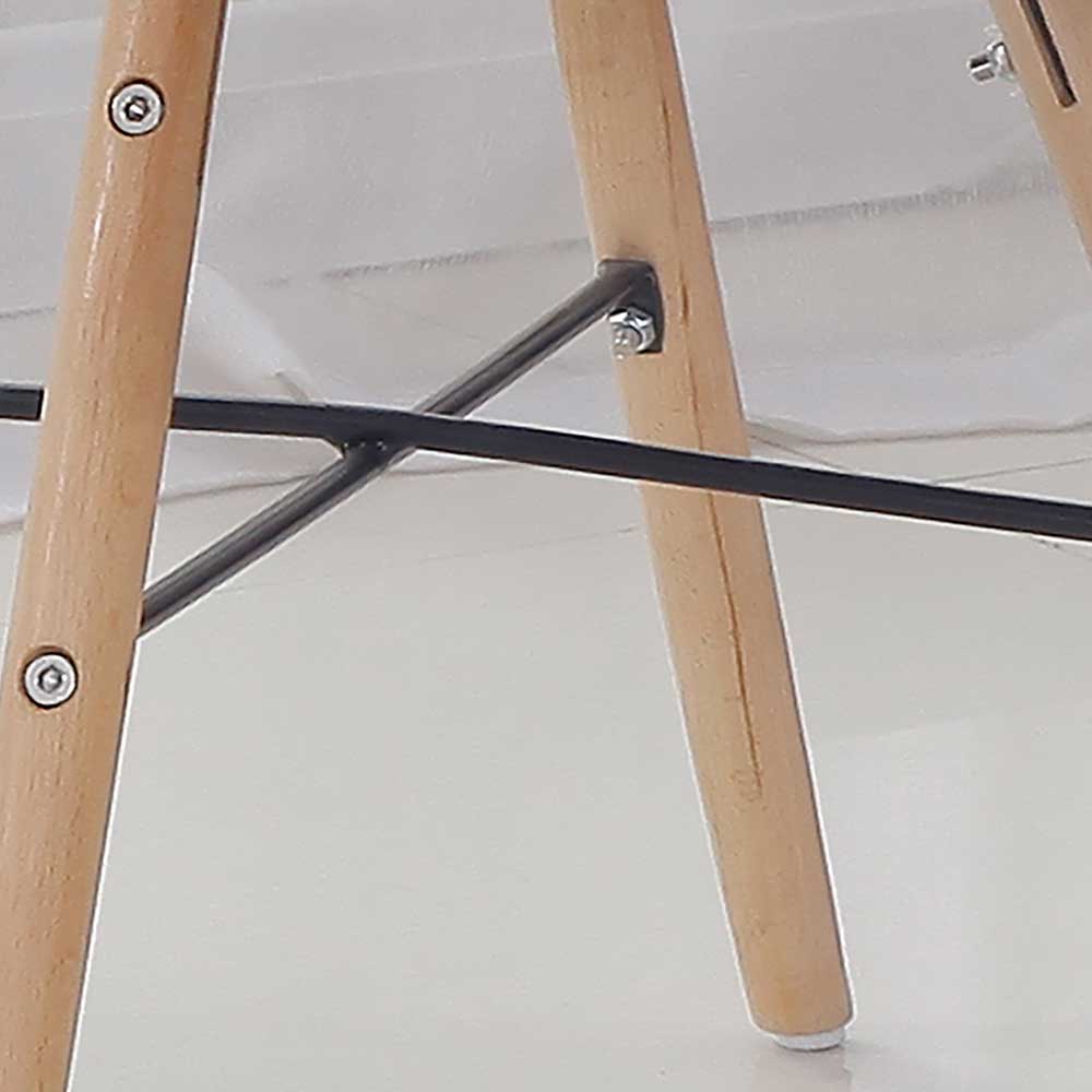 Kunststoff Armlehnstuhl Delius in Grau mit Massivholzgestell (Set)