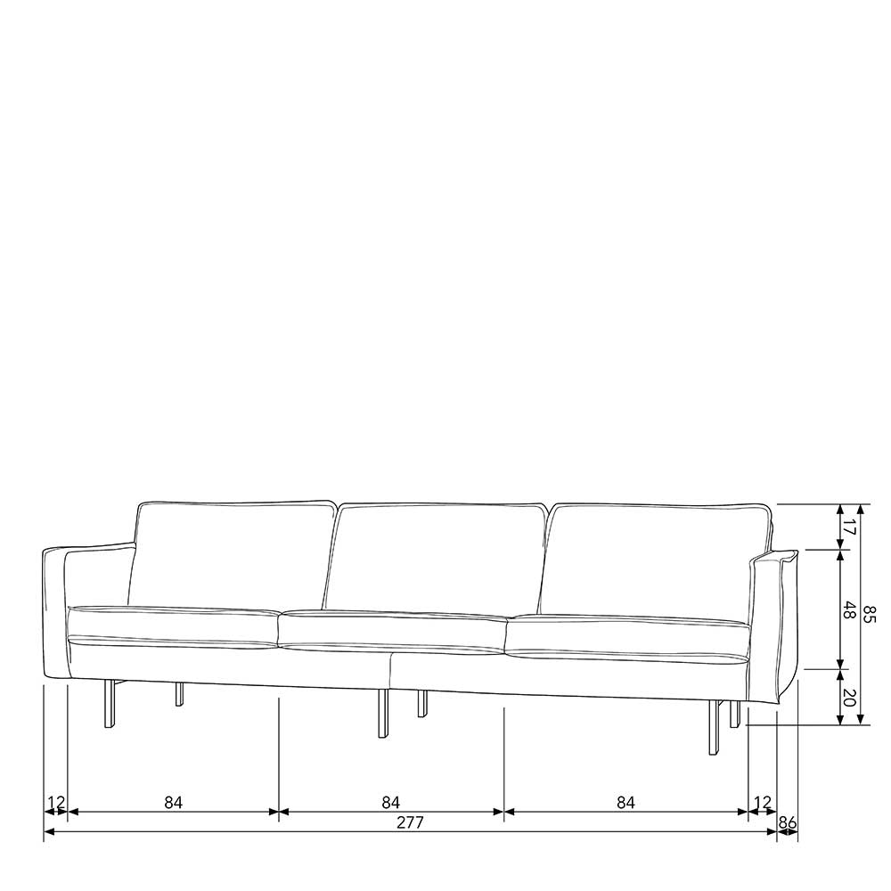 Retro Dreisitzer Sofa Vagonna in Grün Samt mit Metall 4-Fuß Gestell